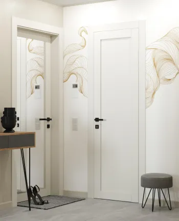 Интерьер с зеркалом на двери в современном стиле смотреть на Basicdecor