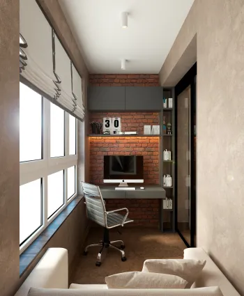 Интерьер балкона c рабочим местом в стиле лофт смотреть на Basicdecor