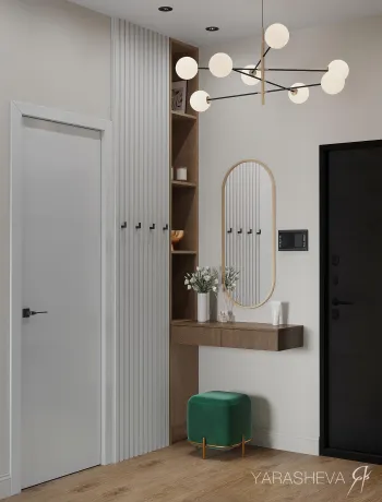 Интерьер прихожей с проходной и ресепшном  смотреть на Basicdecor