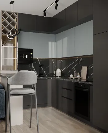 Интерьер кухни с угловой кухней в современном стиле смотреть на Basicdecor