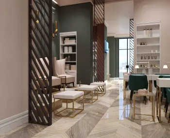 Интерьер столовой c рабочим местом  смотреть на Basicdecor