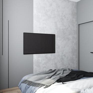 Интерьер спальни с телевизором в углу и телевизором на стене  смотреть на Basicdecor