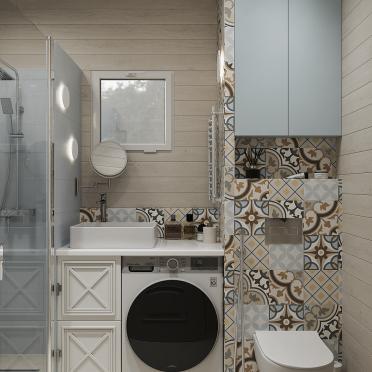 Интерьер ванной с постирочной в стиле кантри смотреть на Basicdecor