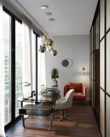 Интерьер кабинета c рабочим местом  смотреть на Basicdecor