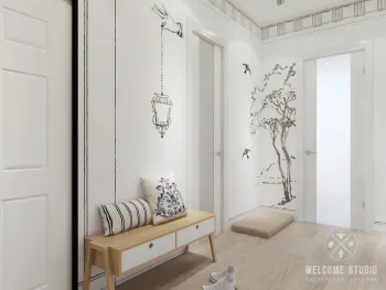 Интерьер прихожей с проходной в скандинавском стиле смотреть на Basicdecor