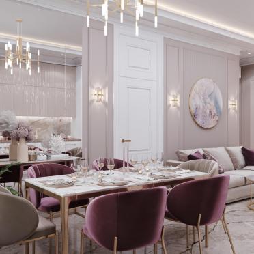 Интерьер столовой с аркой  смотреть на Basicdecor