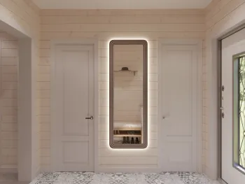 Интерьер прихожей с зеркалом на двери  смотреть на Basicdecor
