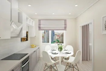 Интерьер кухни с жалюзи в современном стиле смотреть на Basicdecor