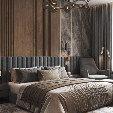 Интерьер спальни cветильниками над кроватью  смотреть на Basicdecor