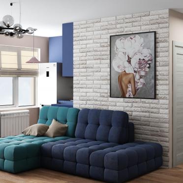 Интерьер гостиной cтеной за диваном  смотреть на Basicdecor