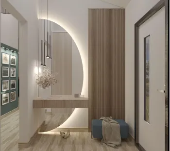 Интерьер прихожей с проходной и ресепшном  смотреть на Basicdecor