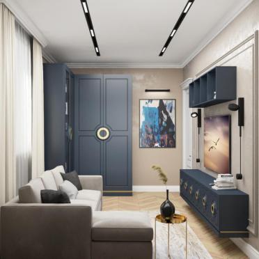 Интерьер кабинета cветовыми линиями и с подсветкой  смотреть на Basicdecor