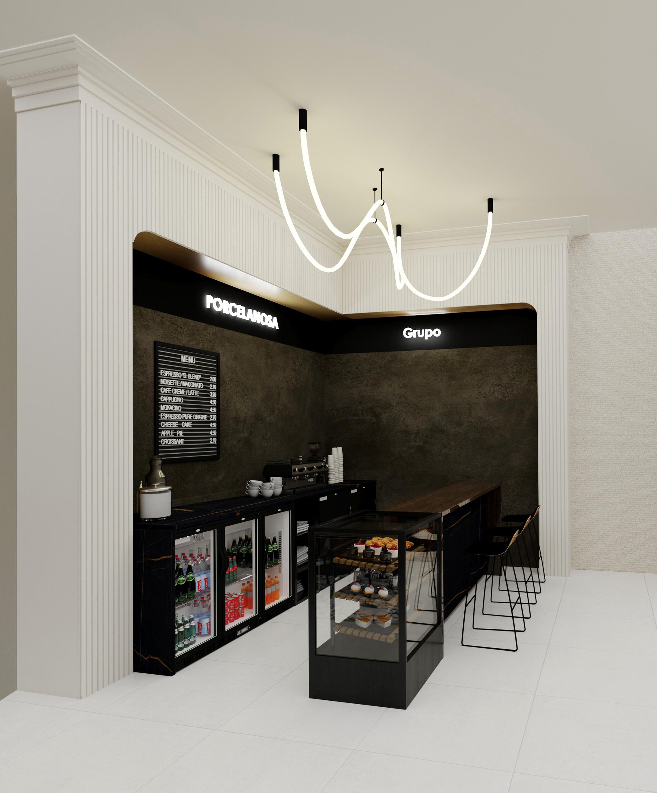 Интерьер кафе и ресторана с подсветкой светодиодной