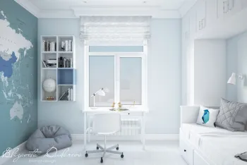 Интерьер детской c рабочим местом в скандинавском стиле смотреть на Basicdecor