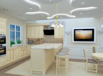 Интерьер кухни c подсветкой  смотреть на Basicdecor