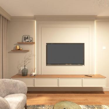 Интерьер гостиной с телевизором на стене  смотреть на Basicdecor