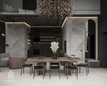 Интерьер кухни c обеденной зоной в современном стиле смотреть на Basicdecor