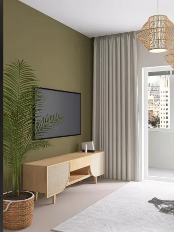 Интерьер с телевизором на стене  смотреть на Basicdecor