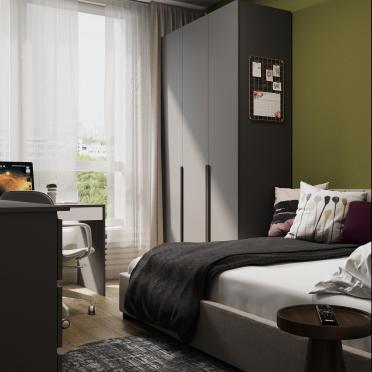 Интерьер детской с шкафом у кровати  смотреть на Basicdecor