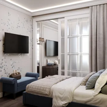 Интерьер спальни cветильниками над кроватью  смотреть на Basicdecor