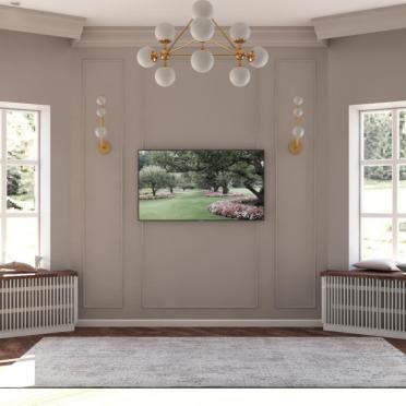 Интерьер спальни с телевизором на стене  смотреть на Basicdecor