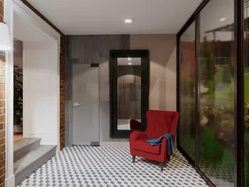 Интерьер прихожей с зеркалом на двери в современном стиле смотреть на Basicdecor