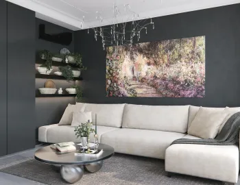 Интерьер гостиной с картинами над камином  смотреть на Basicdecor