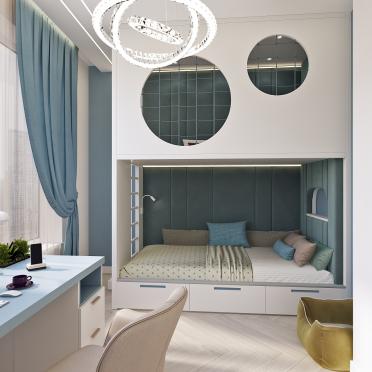 Интерьер детской cветильниками над кроватью и с подсветкой  смотреть на Basicdecor