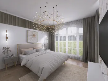 Интерьер спальни cветильниками над кроватью  смотреть на Basicdecor