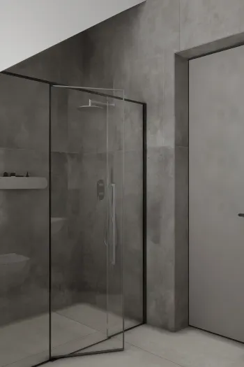 Интерьер ванной с душевой из плитки  смотреть на Basicdecor