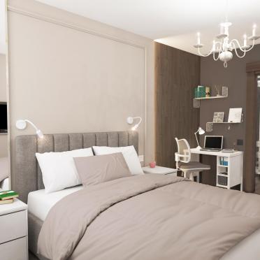 Интерьер спальни cветильниками над кроватью  смотреть на Basicdecor