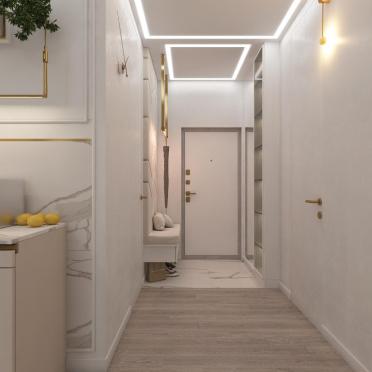 Интерьер коридора cветовыми линиями  смотреть на Basicdecor