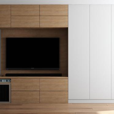 Интерьер гостиной с телевизором на стене  смотреть на Basicdecor