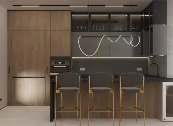 Интерьер кухни с барной стойкой  смотреть на Basicdecor