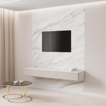 Интерьер с телевизором на рейках и телевизором на стене  смотреть на Basicdecor