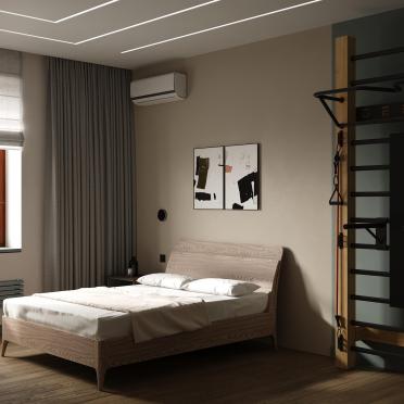 Интерьер спальни cветовыми линиями  смотреть на Basicdecor