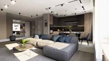 Интерьер гостиной cветовыми линиями  смотреть на Basicdecor
