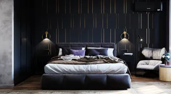 Интерьер спальни cветильниками над кроватью  смотреть на Basicdecor