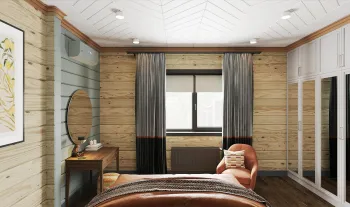 Интерьер спальни с жалюзи  смотреть на Basicdecor