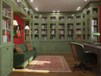 Интерьер кабинета c рабочим местом в классическом стиле смотреть на Basicdecor