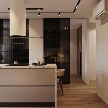 Интерьер кухни cветовыми линиями  смотреть на Basicdecor