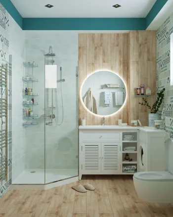 Интерьер ванной с без окна  смотреть на Basicdecor