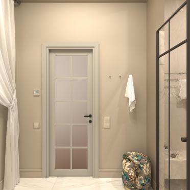 Интерьер ванной с зеркалом на двери  смотреть на Basicdecor