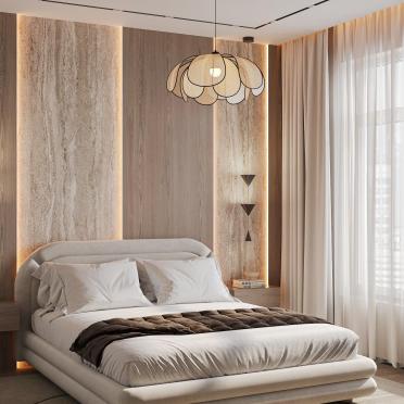 Интерьер спальни cветильниками над кроватью  смотреть на Basicdecor