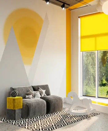 Интерьер гостиной с дверными жалюзи в современном стиле смотреть на Basicdecor
