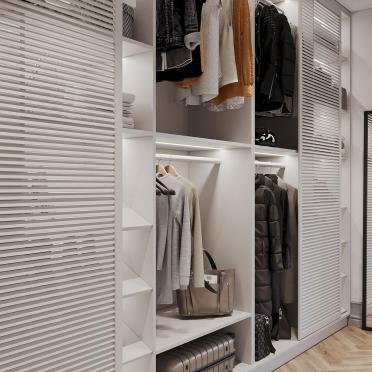 Интерьер гардеробной с гардеробной и кладовкой  смотреть на Basicdecor
