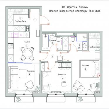 Интерьер с проходной и проемом в современном стиле и ампире смотреть на Basicdecor
