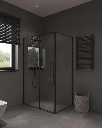 Интерьер ванной с душевой из плитки и без окна  смотреть на Basicdecor