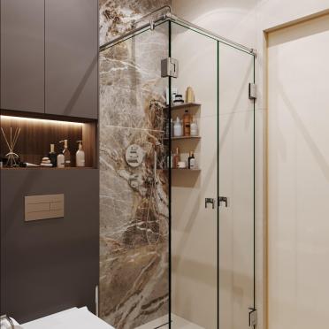 Интерьер ванной с душевой из плитки  смотреть на Basicdecor