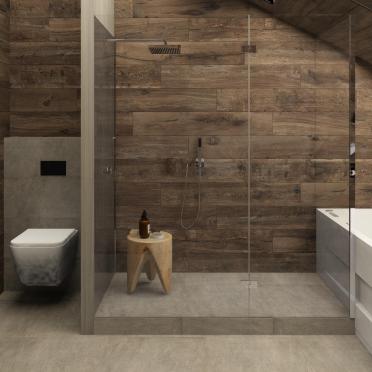 Интерьер ванной с душевой из плитки  смотреть на Basicdecor
